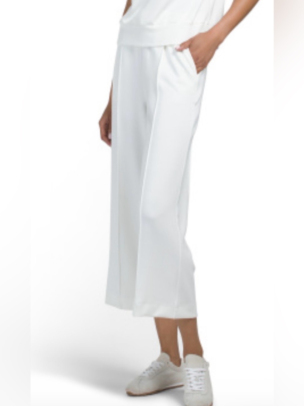NWOT Elie Tahari White Wide-Leg Cropped Trousers XS